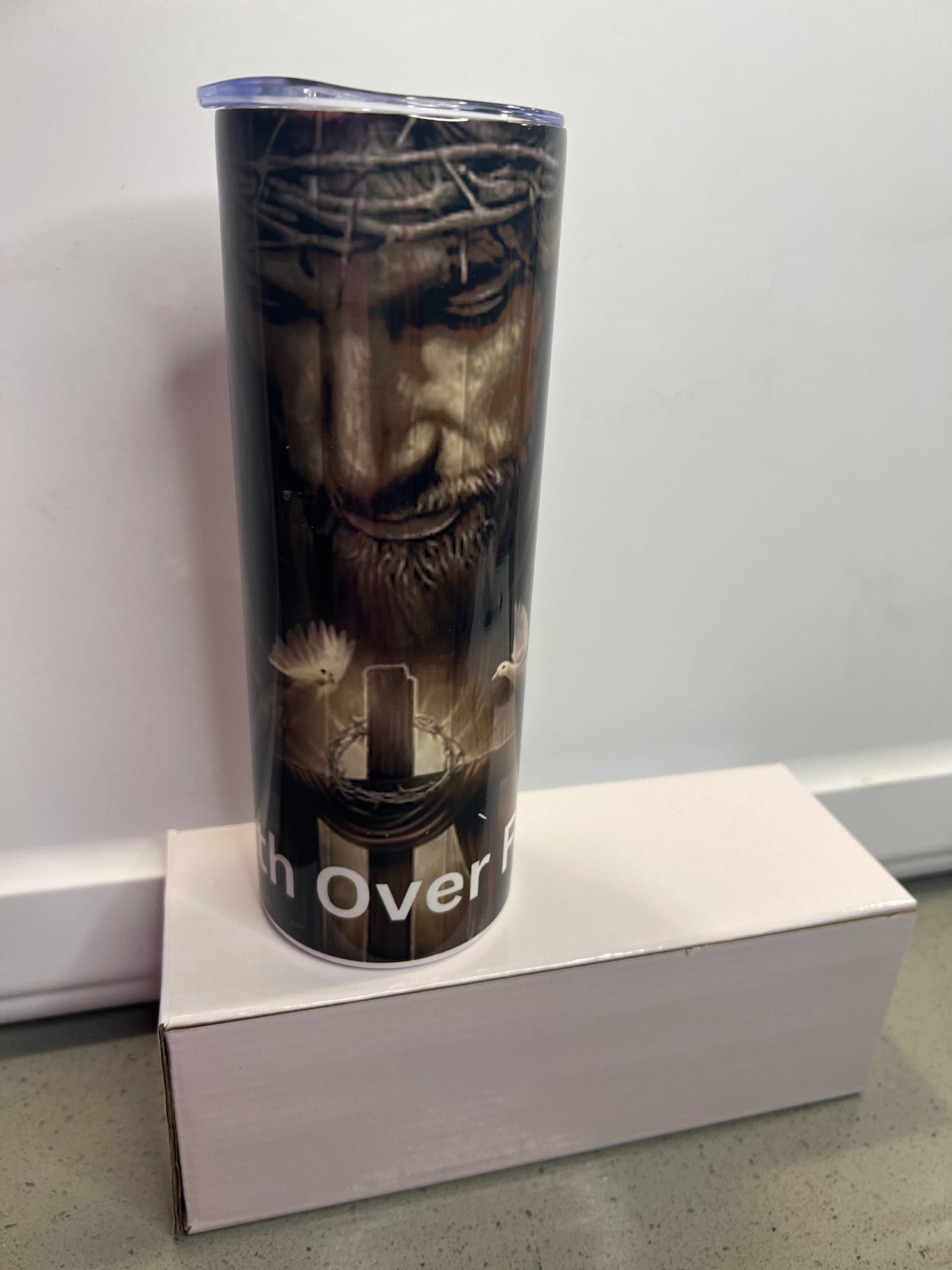 Faith Over Fear - 20 oz Stainless Steal Tumbler with Lid and Straw