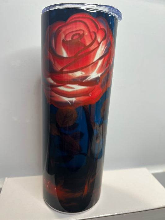 Red Roses in Forrest 20 oz skinny tumbler with lid and straw