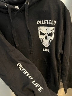 Oilfield Life with Redneck Prayer on black hoodie